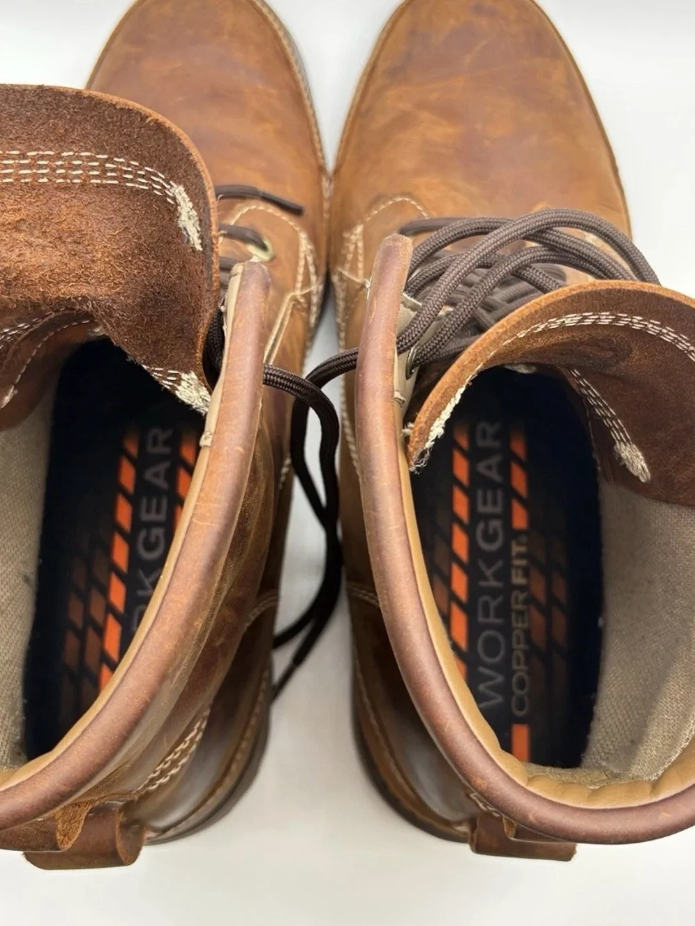 Timberland Cognac Brown Leather Lace-Up Work Boots